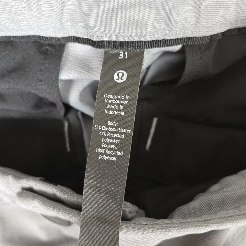 LULULEMON‎ Pants Mens 31x28 Commission Classic Warpstreme Chino Gray Casual